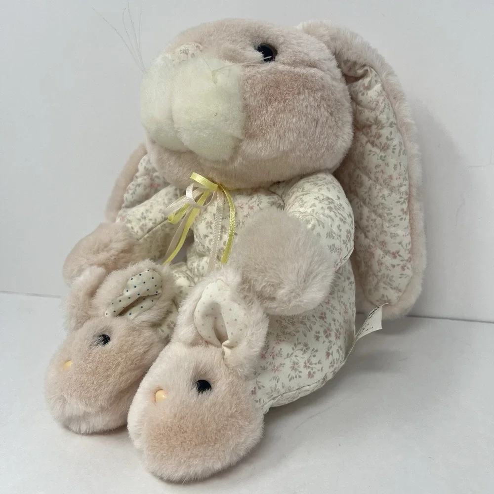 Commonwealth Quilted Bunny Plush rabbit Slippers floppy ears 8